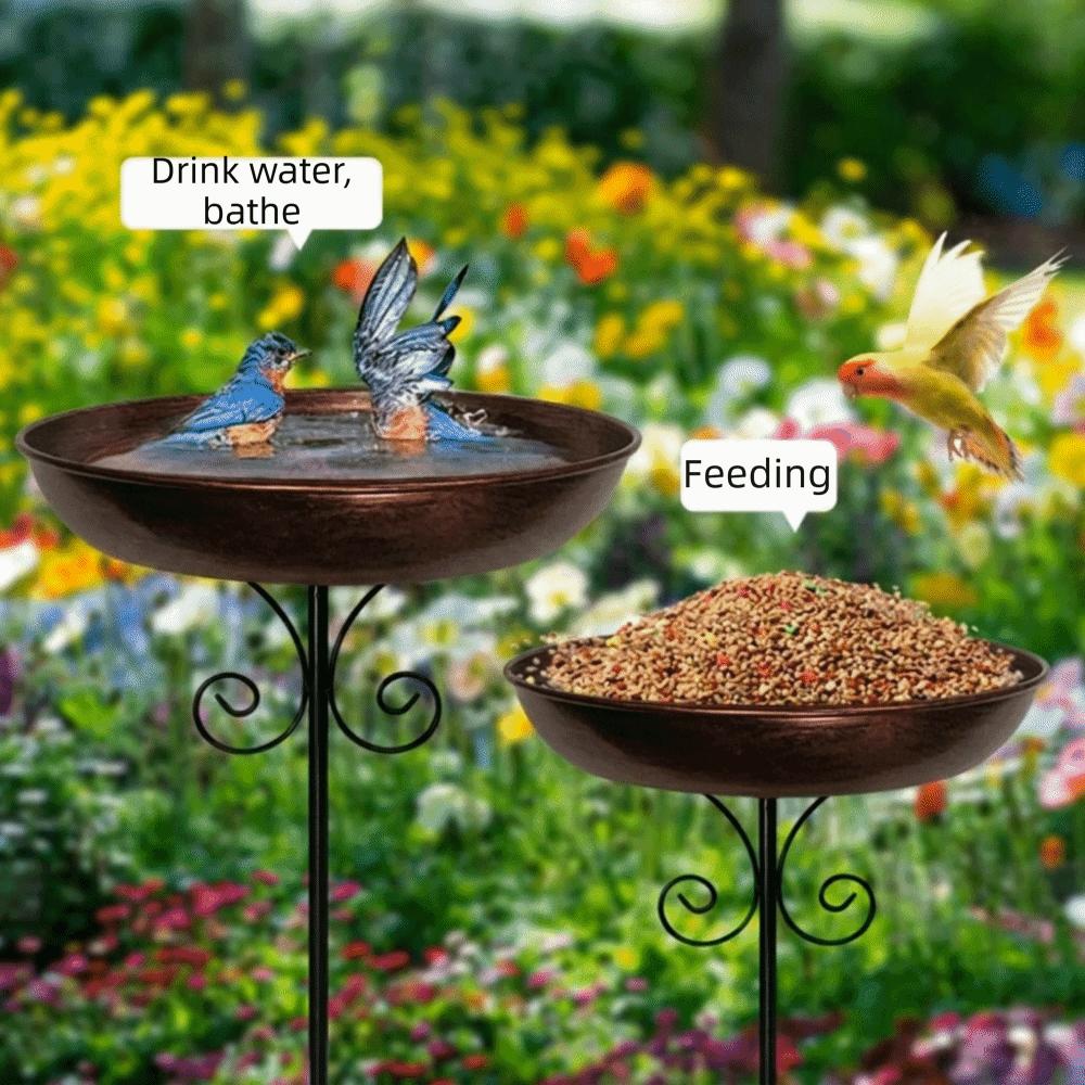 Rustproof Bird Bath Feeder Bowl Iron Bird Water Bowl Bird Feeder  Patio Decor