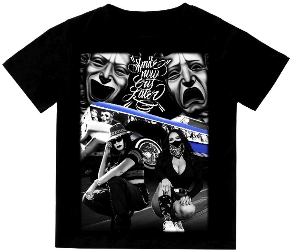 Smile Now Cry Later Men s Lowrider T-Shirt Heavyweight Shaka Wear Tee Unisex T-Shirt XXXL