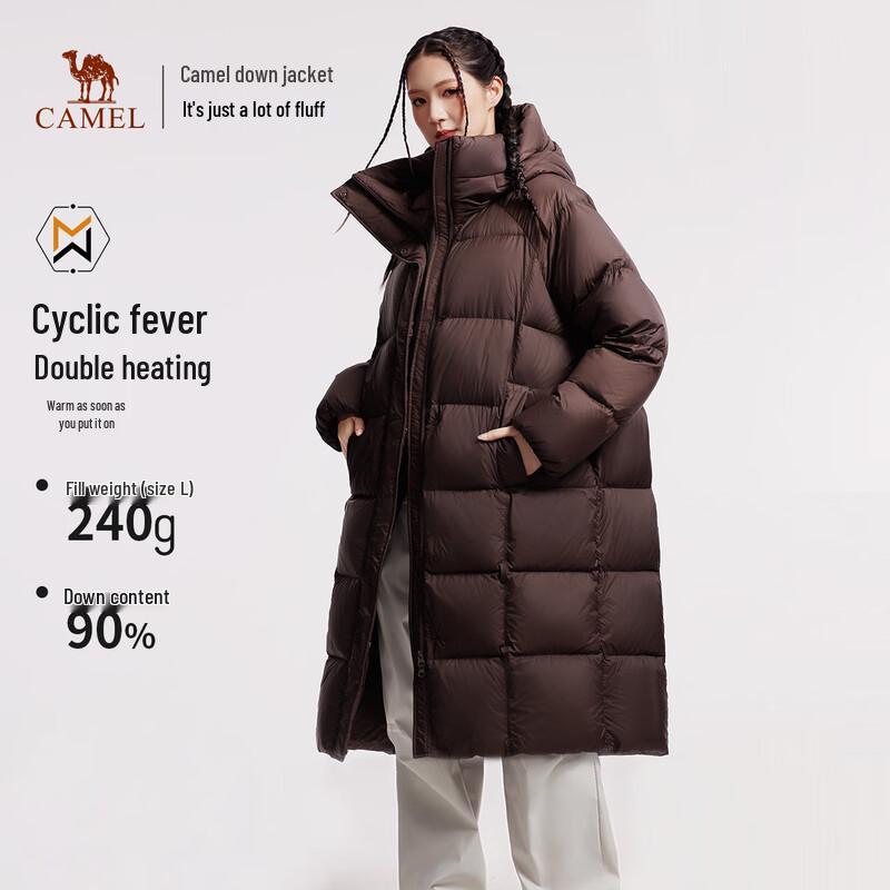Camel Women's Mid-Length Puffer Down Jacket