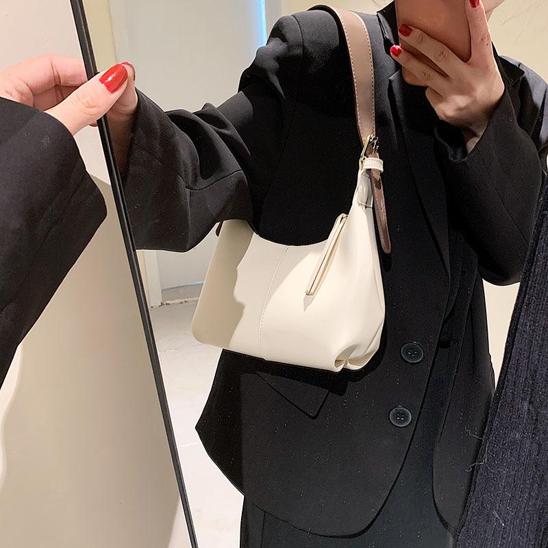 High-end Retro Solid Color PU Leather Shoulder Bag Fashion Women's Handbags Casual Designer Hobos Underarm Bags Fashionable New