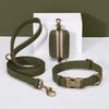 Custom Dog Collar Leash Bag Set Personalized PU Leather Dog Collars Vintage Pet Buckle Necklace With Lead Poop Bag for Dogs Pug