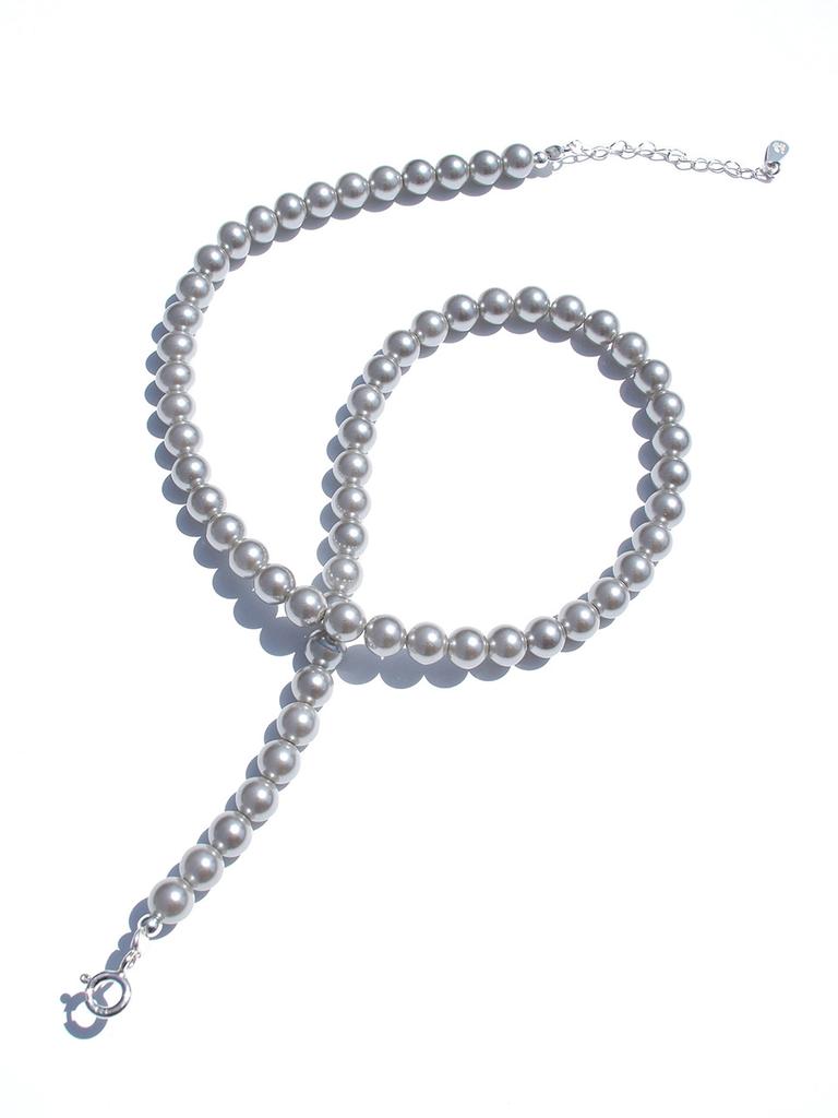 Inodore Glass Pearl Necklace _ Silver Gray