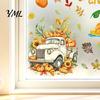 Thanksgiving Window Decals 4 Sheets Autumn Harvest Static Stickers, Maple Leaves Pumpkins Scarecrow Pickup Truck Clings Decals, Removable for
