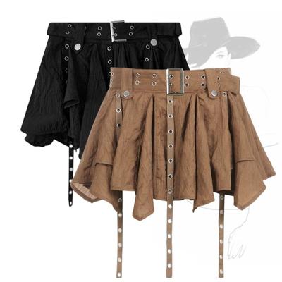 2024 Summer Y2K Sexy Women Pleated Skirts Harajuku Style A-Line Short Skirts Female Vintage Mini Skirt Club Irregular Skirts