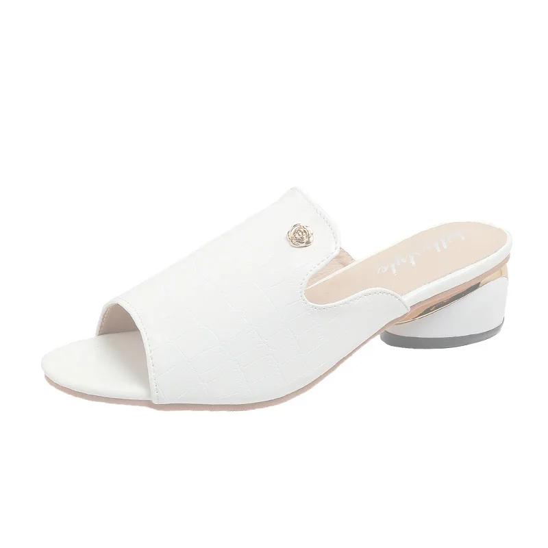 Fashion Women Slippers Elegant Mid Heels Shoes Fashion Women's Heeled Sandals 2025 Summer Flip Flops Dress Pumps New Mujer De Zapatillas