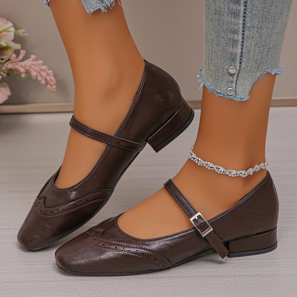 Fashion Plus Size 43 Mary Janes Shoes Woman Spring 2025 Square Toe Ankle Strap Ballet Flats Women Comfortable Ladies Casual Single Shoes