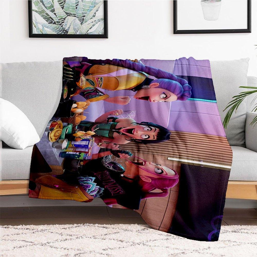 "Vivid Braid Adventure: Colorful Anime Character T-Shirt"Blanket Lightweight Flannel Throw Blanket for Sofa, Bed, Travel, Camping, Livingroo