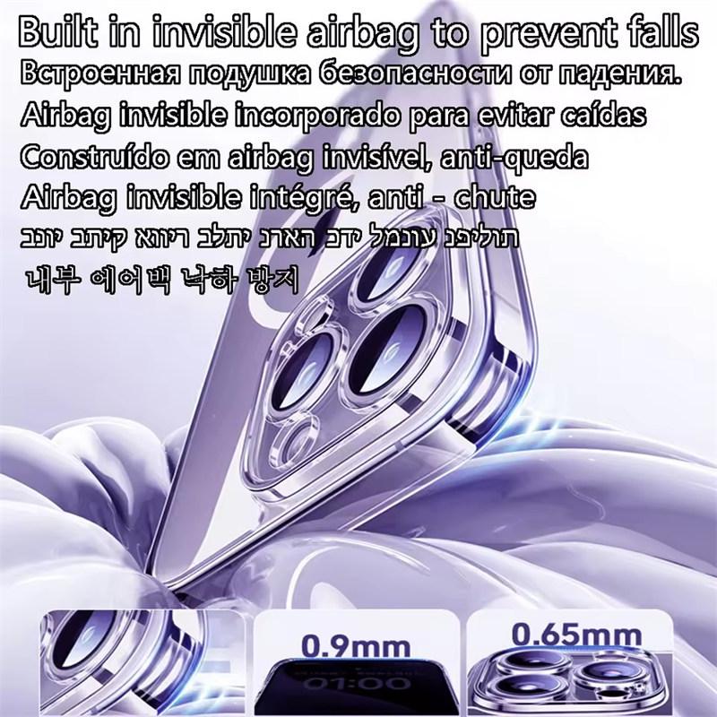 Luxury Plating Magnet Cover For Magsafe Case Iphone 16 15 14 Plus 17 Air 11 12 13 11 Pro Max Apple Logo Magnifier Camera Protect