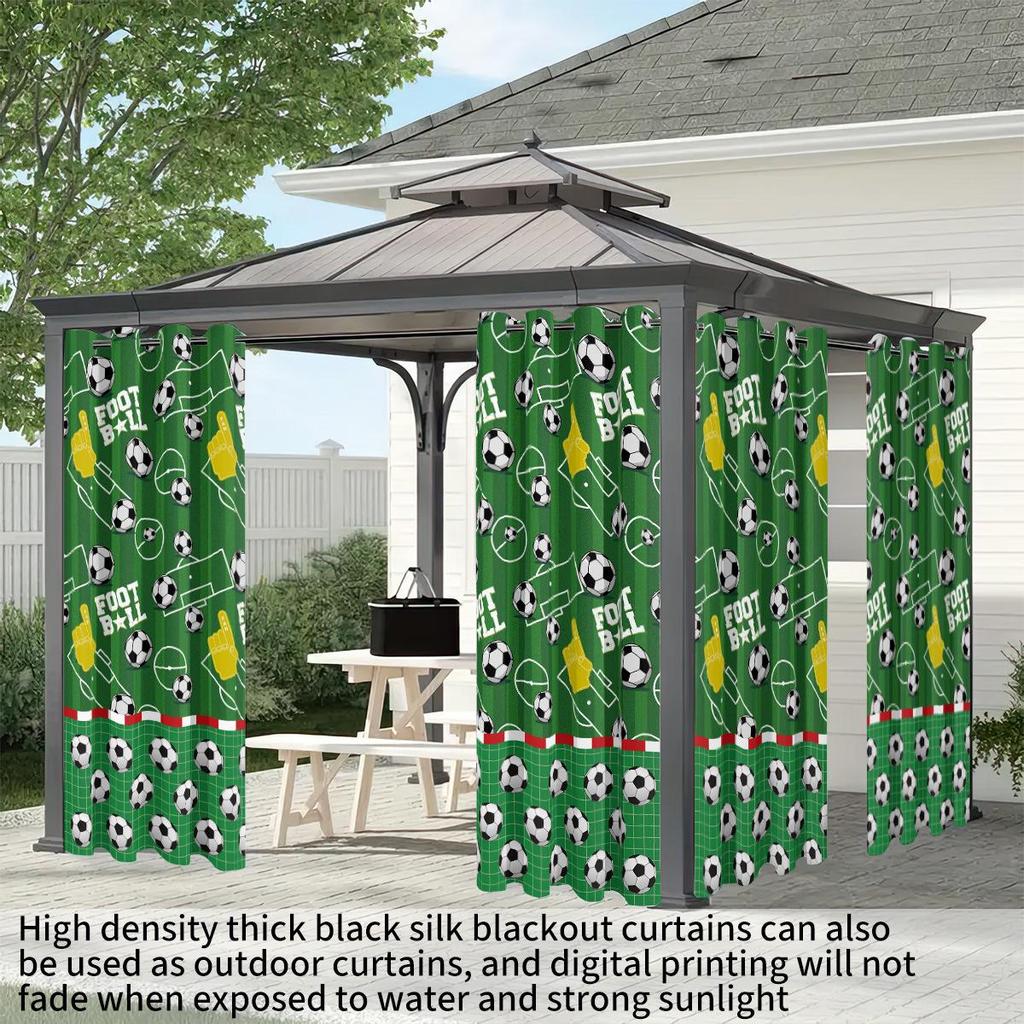 World Cup Football Pattern Blackout Curtain for Boys' Bedroom - High Heat Insulation, Custom Size Available