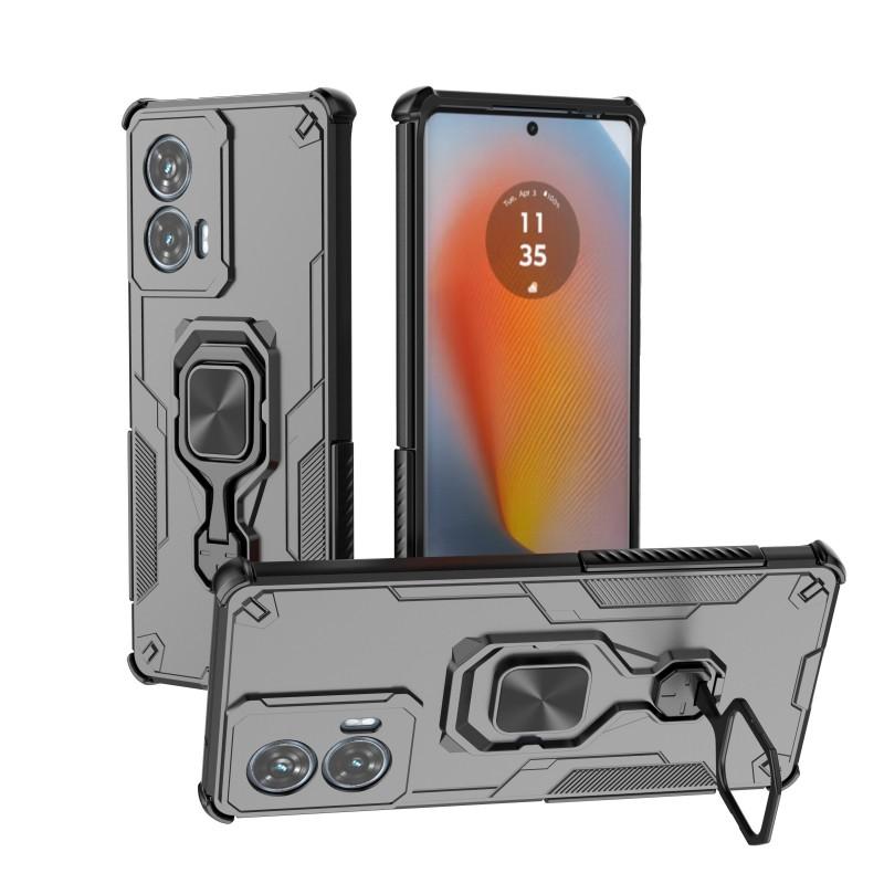 For Motorola Edge 50 Fusion 5G Phone Case WANLONFENG PC TPU Back Cover Kickstand with Tempered Glass