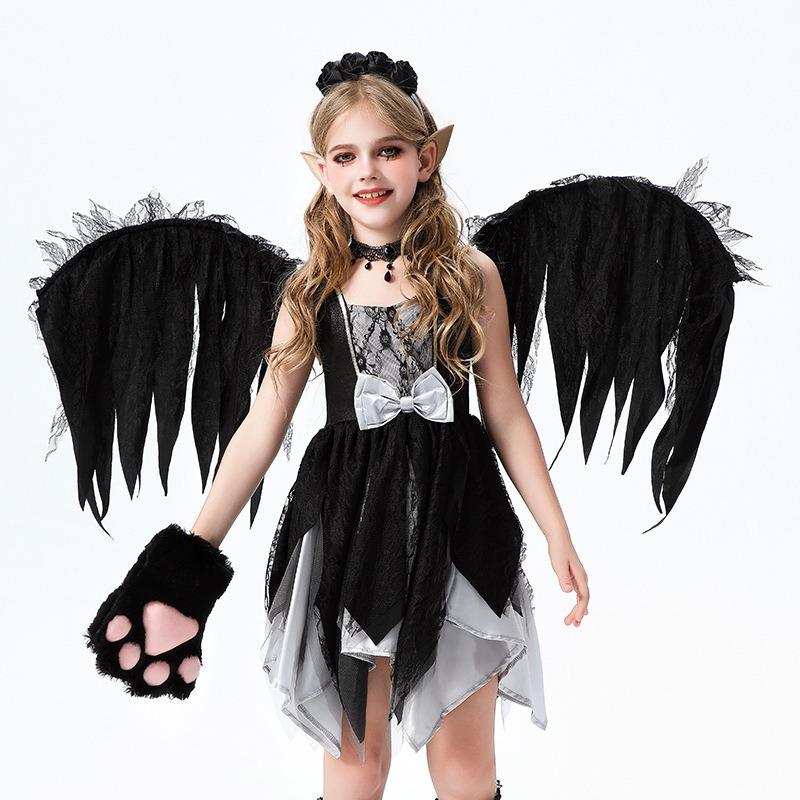 Halloween Children's Costume Black Angel Wings Dress Children's Costume Carnival Funny Animal Party Dress