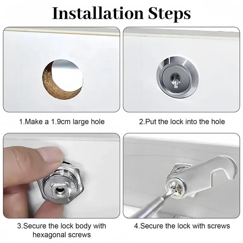 4Pcs 16/20/25/30mm Cam Locks Drawer Cabinet Lock Mail Box Locker Home Cupboard Door Tongue Lock With 2 Keys Furniture Hardware