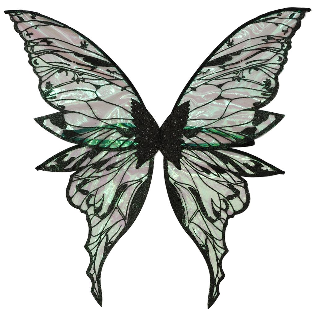 Glittery Butterfly Wings Costume Props - Elastic Strap Gold Stamp Decorated for Themed Party & Photography