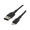 Câble USB-A Vers Lightning - Belkin - 1 M - Noir - Certifié MFi - Résistant Aux Plis