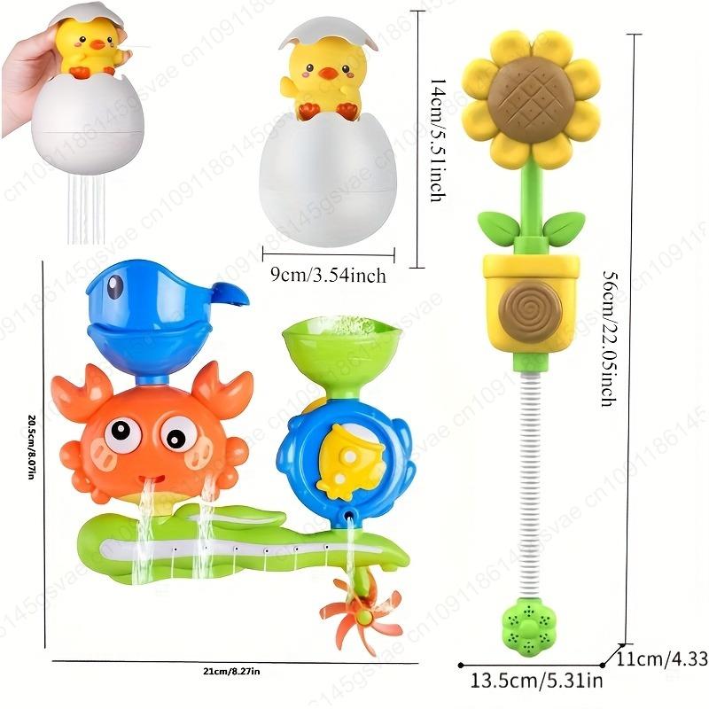 Baby Bathtub Water Play Set Rotating Sprinkler Kids Bath Toys Games for Bath Toddler Bathroom Suction Cup Shower Toys for Infant