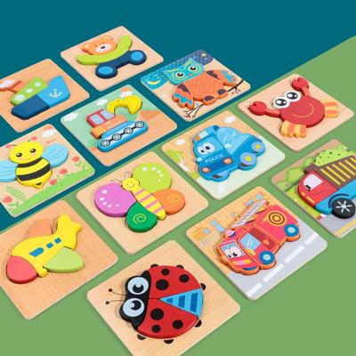3D Dřevěné Puzzle Kreslené Zvíře Doprava Dřevěné Puzzle Vzdělávací Kognitivní Hra Puzzle Hračky pro Děti dárek