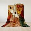 Cream Flower Impasto Flannel Blanket Warm Soft Halloween Christmas Couch Warm Cozy Decorative Decor Gift for All Season