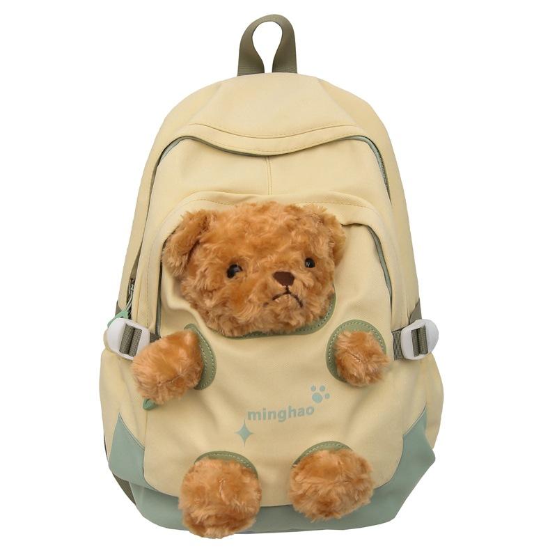 New Cute Bear Backpack Large Capacity Student Bag Middle School Student Backpack Fashion Korean Female Bag