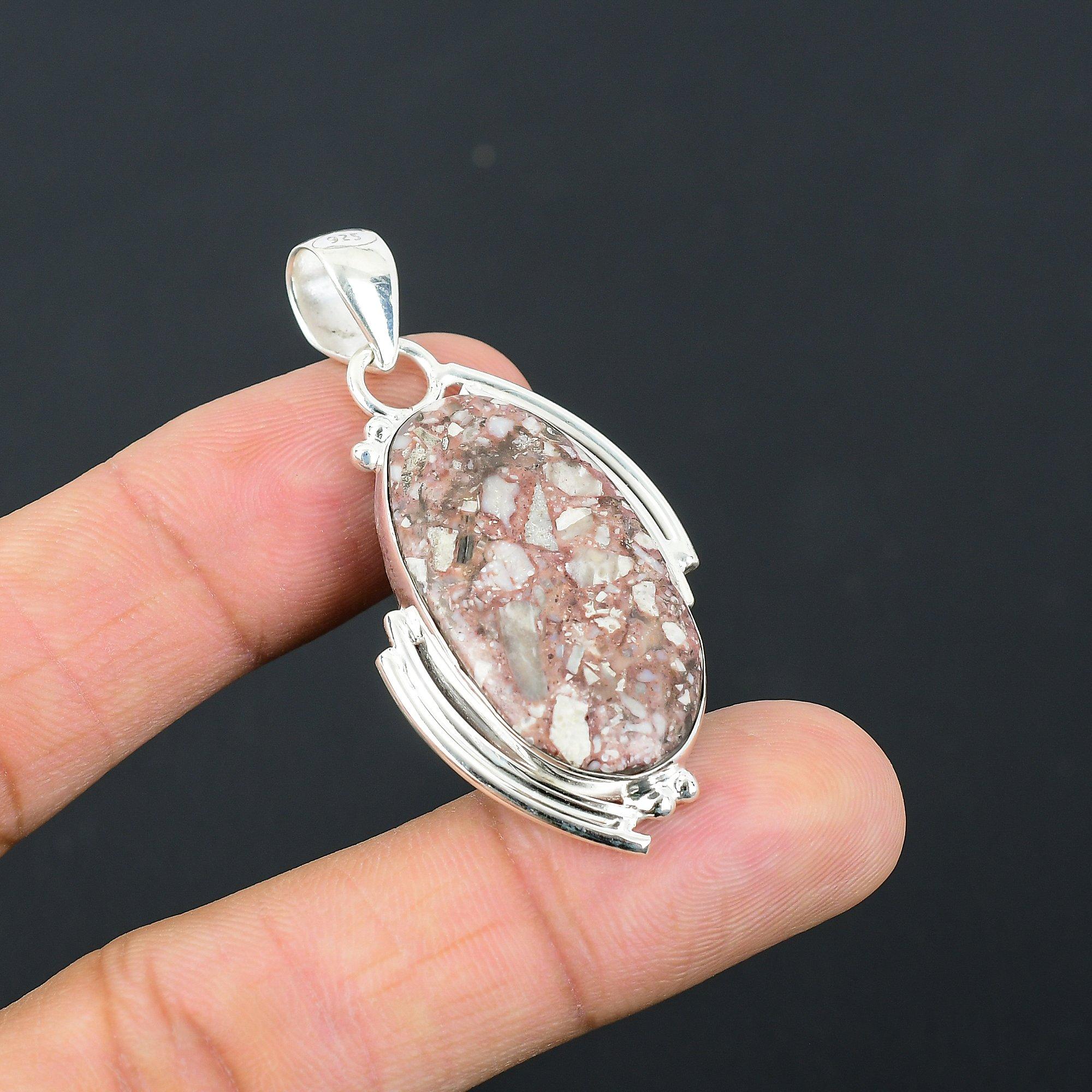 Mothers day Sale Red Brecciated Mookaite Stone 925 Silver Wife Pendant Jewelry