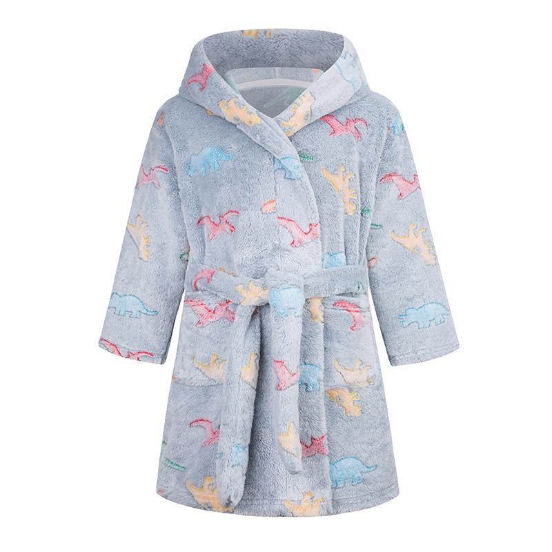 Winter Blue Bathrobe for Boys Girls Kids Sleepwear Children Bath Robe Pajamas Teenages Flannel Loungewear