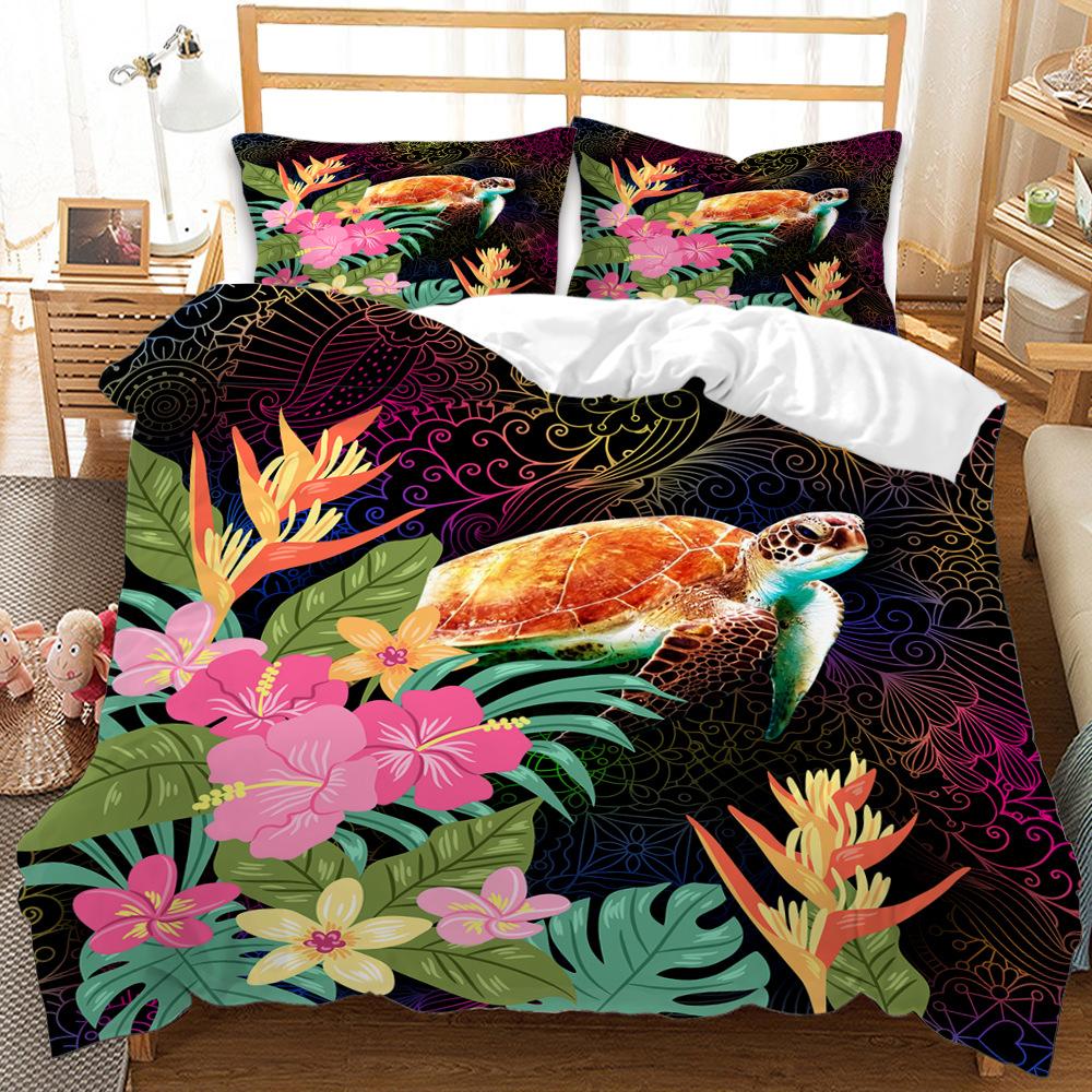 

Роскошный комплект постельного белья с 3D принтом, пододеяльник с морскими животными, 2/3 шт., AU180 * 210, полноразмерный мягкий, можно стирать в машине, украшение для дома Baby 100x135cm