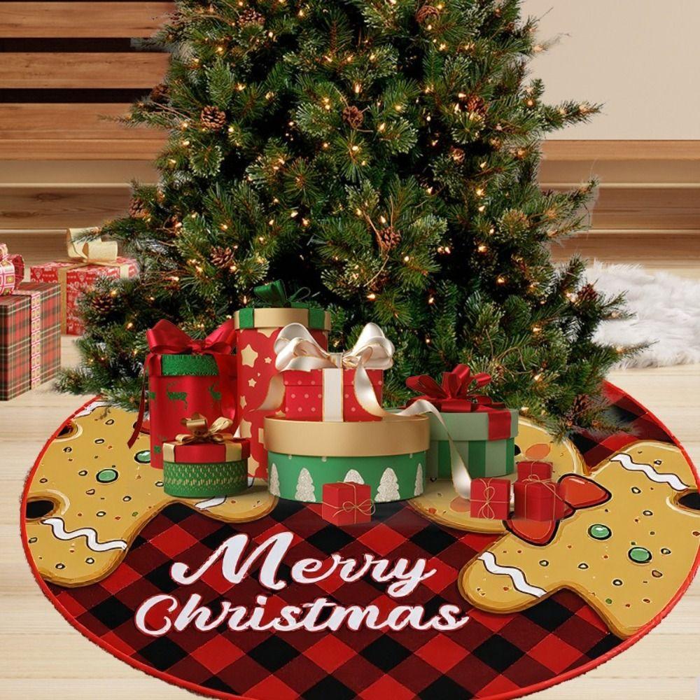 Snowflake Print Christmas Tree Skirt Santa Claus Printed Christmas Decoration  Home Holiday