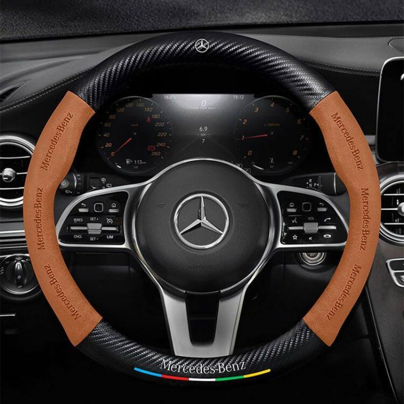 Para Capa de Volante Mercedes AMG Classe CLA GLC GLK A B C E S W212 W213 W204 W203 W123 W124 Camurça Fibra de Carbono Interior de Carro
