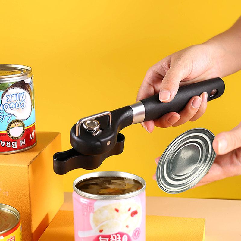 Stainless Steel Manual Can and Bottle Opener with Rubber-Plastic Handle