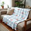Cherry Heart Check Anime Cartoon Flannel Blanket Soft Warm Throw for Bedroom Sofa Car Kids Holiday Gift