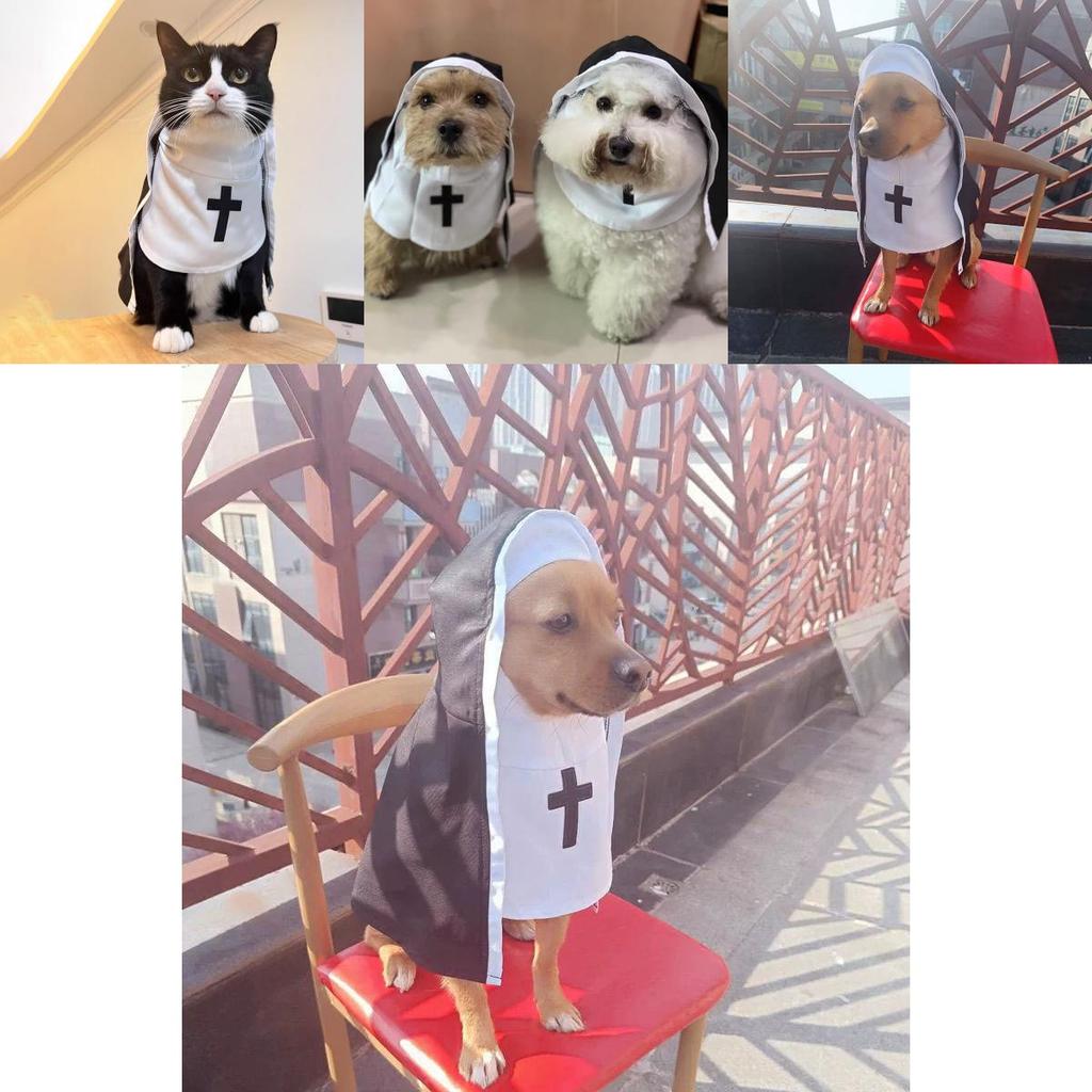 Nun Style Pet Costume Breathing Material Fun Photo Prop For Small And Medium Pets
