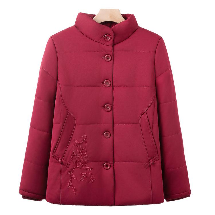 

Зимняя хлопковая одежда для женщин среднего и пожилого возраста, для бабушки, новое хлопковое пальто со стойкой, вышитое, зимнее пальто для пожилой женщины XL