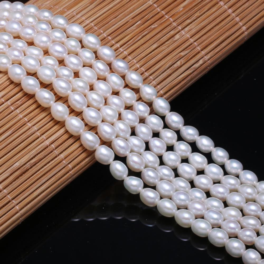 1String, AAA White Natural Freshwater Pearls, Oval Pearl Beads, 5–6 Mm, for DIY Necklace Accessories, Valentine's Day Gifts, 36cm