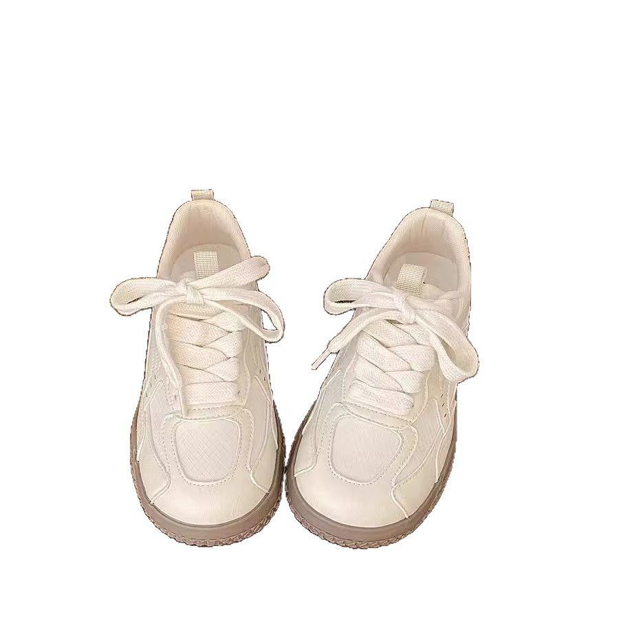 2025 Spring New Retro Round Head Casual Board Shoes Platform Training Shoes Versatile Little White Shoes Sports Shoes Women