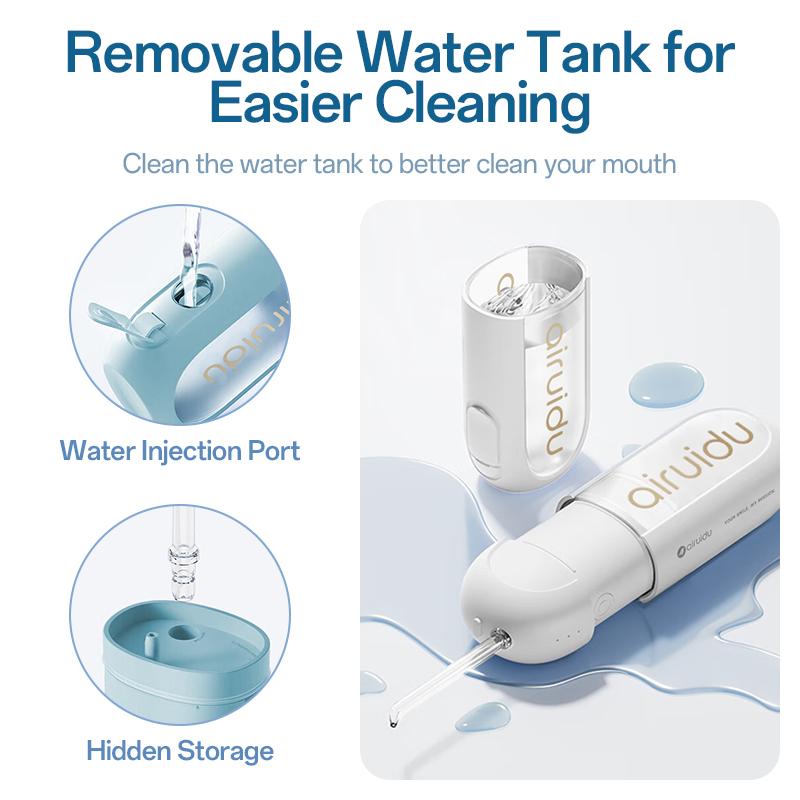 2025 Airuidu Oral Irrigator Dental Water Flosser Teeth Whitening Waterproof Portable Dental Water Jet Floss 150ML Teeth Cleaner