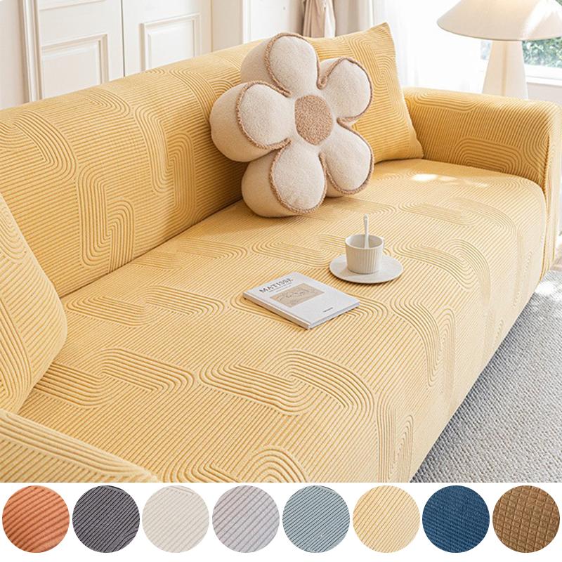 Sofa Cover Full Stretch Universal Elegant All Season Cat Scratch Resistant Soft Fabric Protective Slipcover