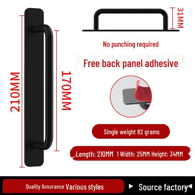 Aluminiumlegering Deurklink zonder Boren voor Glazen, Stalen, Kunststof Balkon-, Schuif- en Kastdeuren