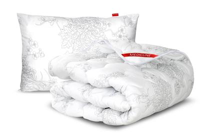 Pillow + Duvet Set All Year Round White Microfiber White with Floral Print