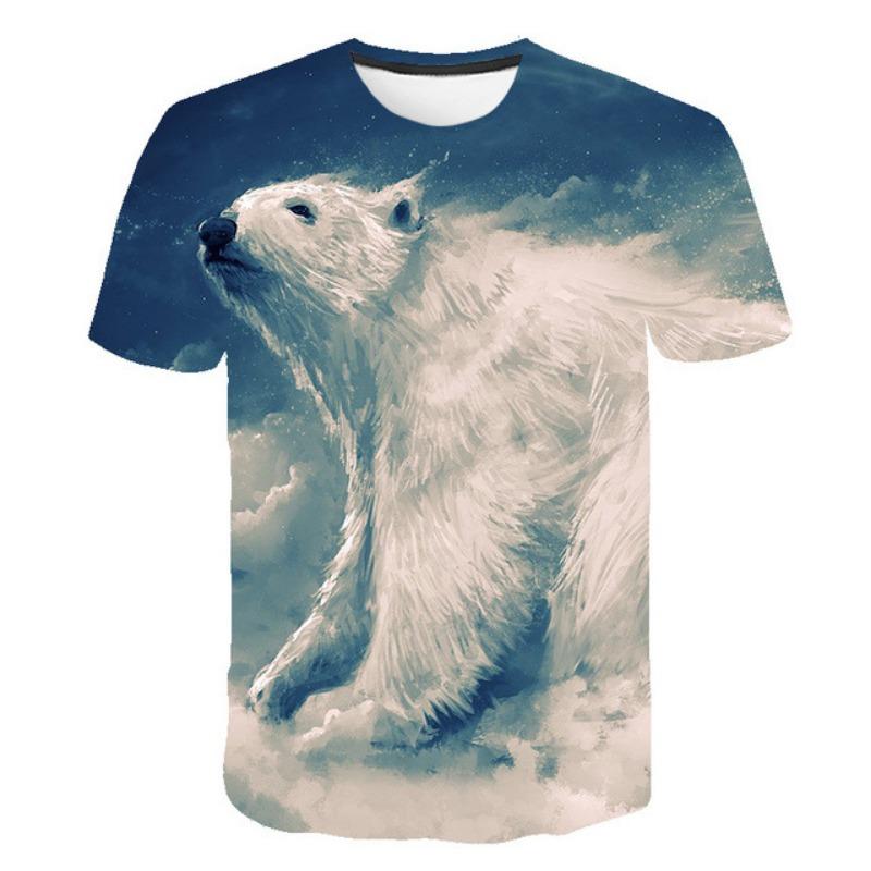 Letní vtipné pánské tričko s 3D digitálním potiskem se zvířecím vzorem černého medvěda