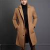 Men's Mid-Length Solid Color Woolen Coat - Warm, Autumn/Winter Jacket