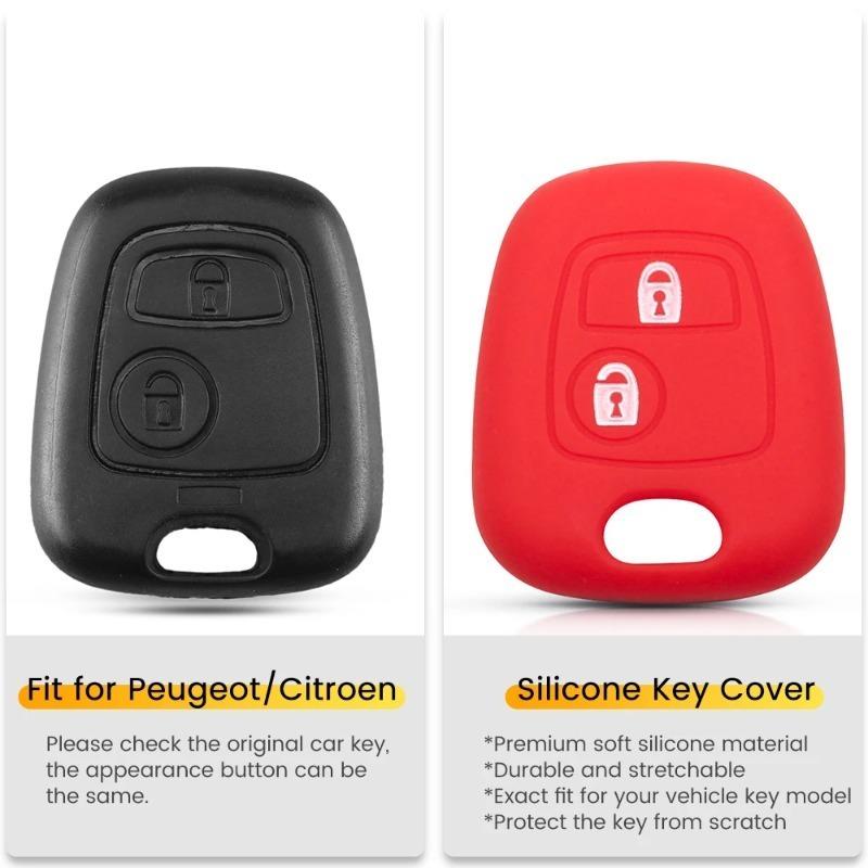 For Peugeot 107 206 307 207 408 Key Protector Holder Shell 2 Buttons Silicone Rubber Car Remote Key Case Cover New