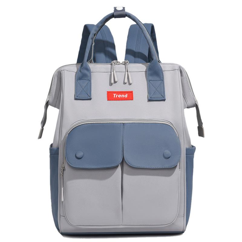 Colorblock Nylon Convertible Backpack with Dual Front Flap Pockets Top Handle Casual Daypack for Women Daily