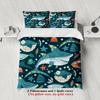 Juegos de Ropa de Cama 3 Piezas Tiburón Océano Divertidos Impresos Para Niños Patrón de Vida Marina Tamaño Individual Twin Juegos de Funda Nórdica Con Fundas de Almohada