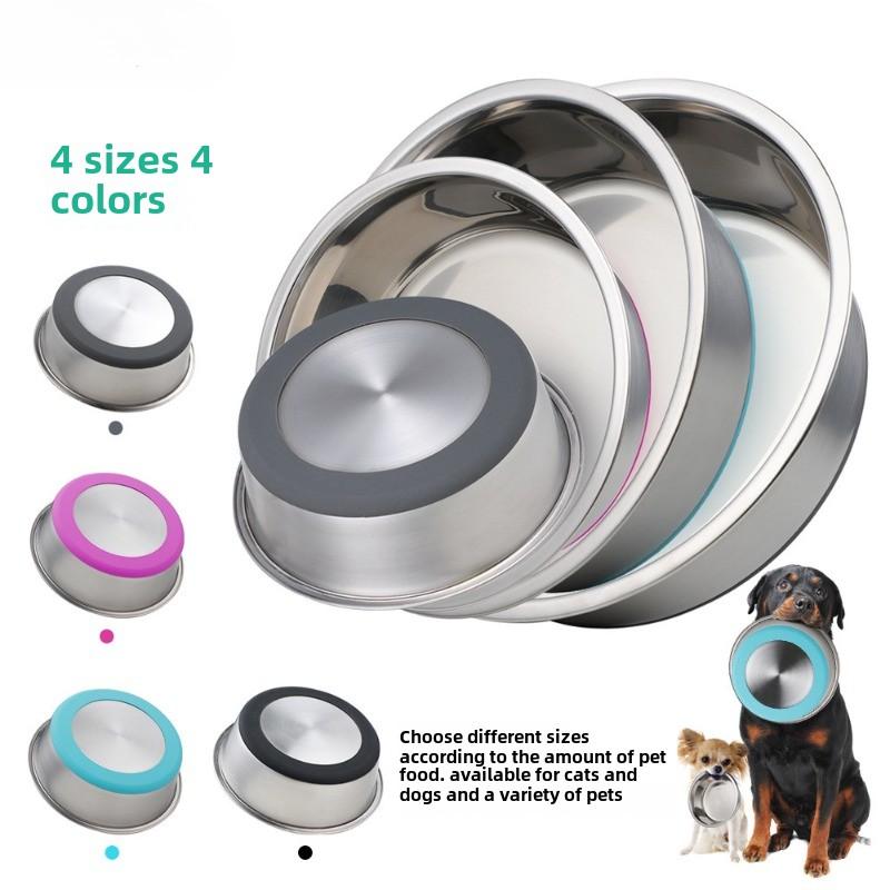 Stainless Steel Dog Bowl with Silicone Base Non Slip Pet Feeder Water Dish Cat Bowl Durable Pet Supplies
