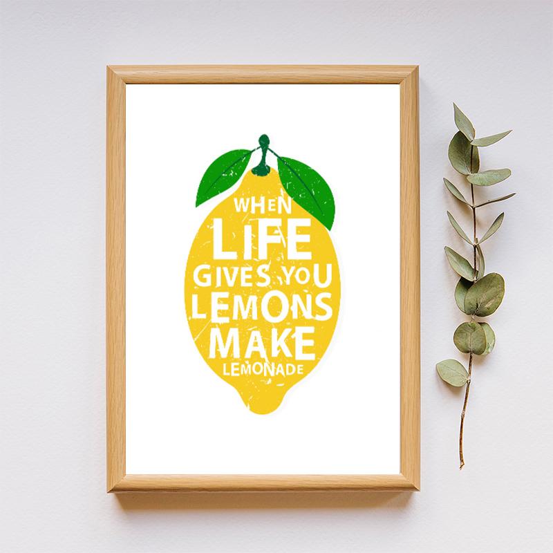 Kitchen Lemon Posters and Prints Decoration Canvas Wall Pictures Meals And Memories Are Made Here Quotes Art Painting Gift Decor