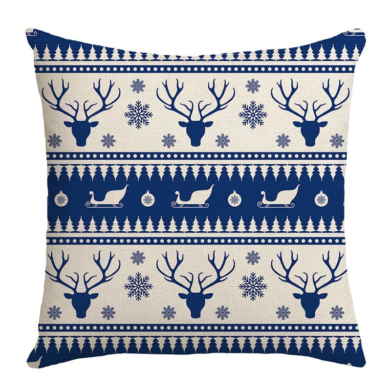 

Синяя рождественская наволочка с буквами для подушки, чехол для дивана, льняная подушка с изображением лося 45*45cm JYM480-16