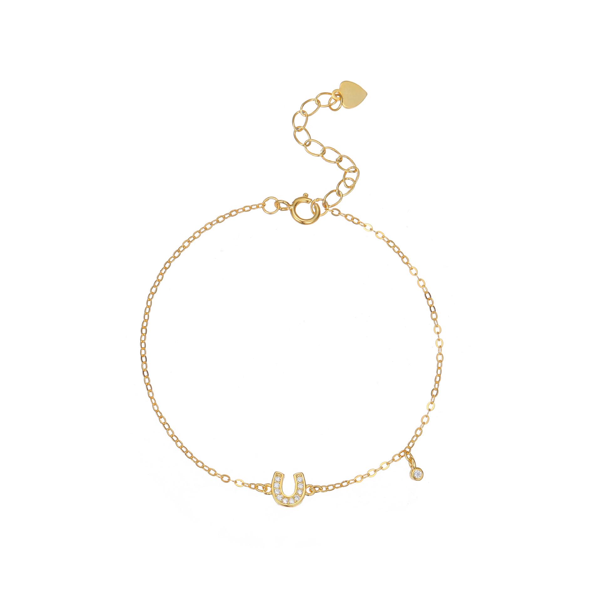 

Браслет-инициал в форме буквы U из стерлингового серебра 925 пробы с 18-каратным золотым покрытием для женщин - Элегантный и универсальный японско-корейский стиль 925 Silver