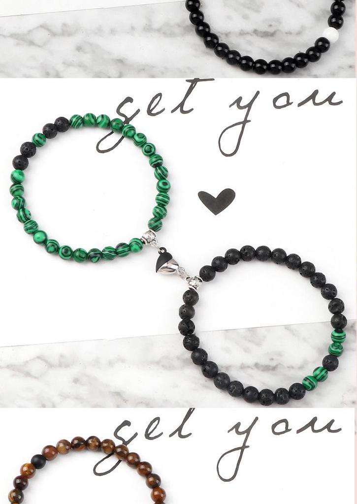 Heart-Shaped Magnetic Couple Bracelet - Best Friend or Sister Gift for Boyfriend - Japanese Korean Student Wristband In Stock