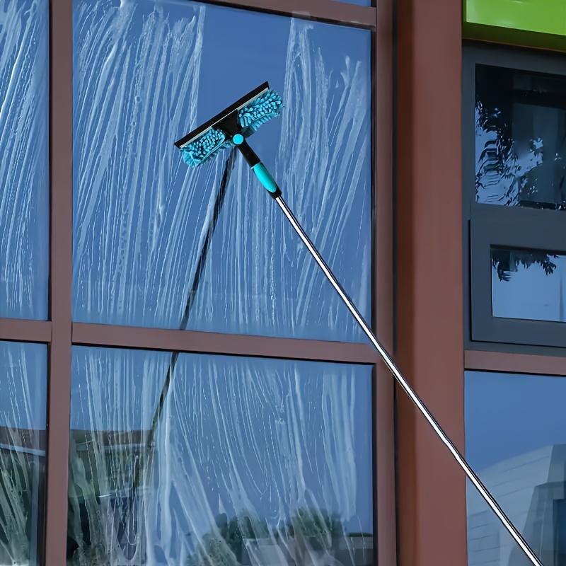 125inch Extendable Microfiber Window Cleaning Tool, Dual-Use Dry and Wet, Stainless Steel Handle, Glass Cleaner