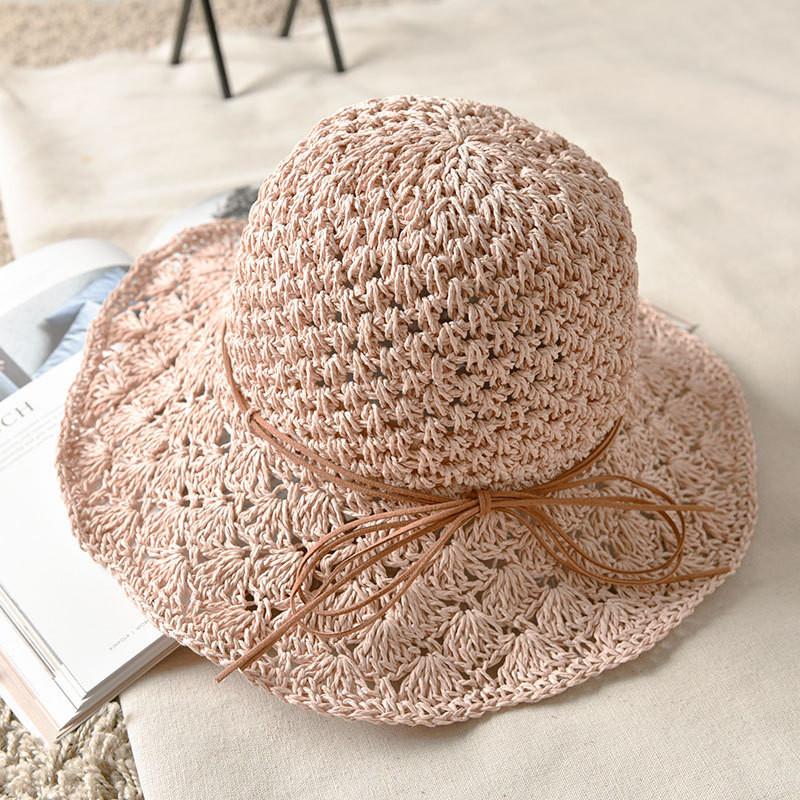 Women's Summer Foldable Beach Hat With Wide Brim Sun Hat Casual Straw Hat