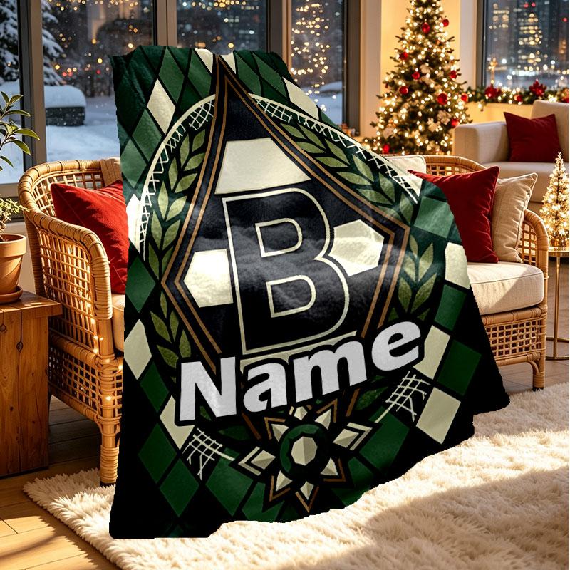 Custom Name Personalized Borussia Monchengladbach Print Blanket, Home Decor, Bedroom, Sofa, Camping, Couch, Gifts for Birthday Christmas